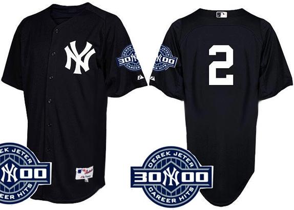 Cheap New York Yankees 2 Derek Jeter Black 3000 Hits Patch Jersey For Sale