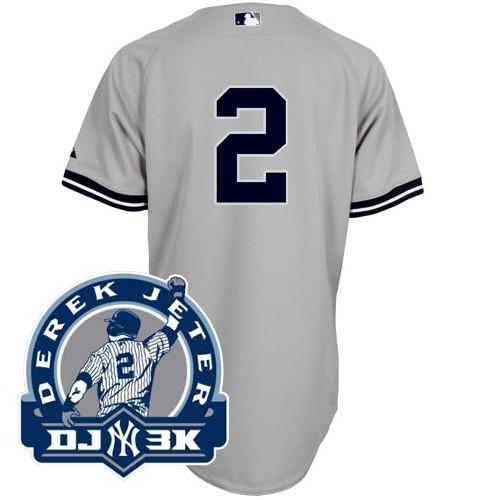 New York Yankees 2 Derek Jeter Grey DJ3K Patch Jersey