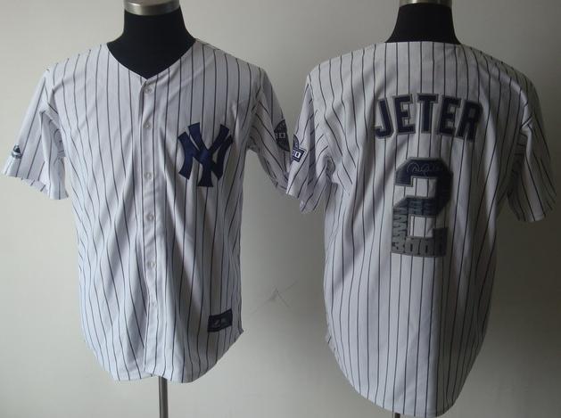 Cheap New York Yankees 2 Derek Jeter White 3000 Hits Patch Jersey For Sale