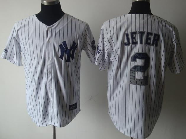 New York Yankees 2 Derek Jeter White 3000 Hits Patch Jersey