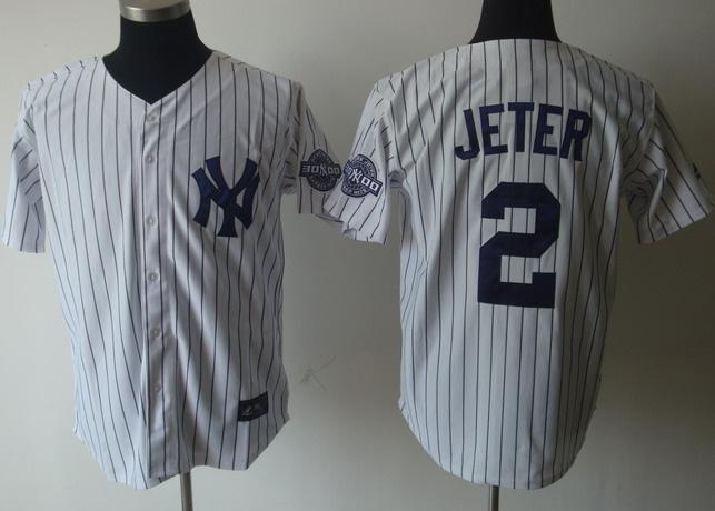 New York Yankees 2 Derek Jeter White 3000 Hits Patch Jersey