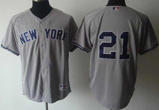 Cheap New York Yankees 21 Paul O'NEILL Grey MLB Jersey For Sale