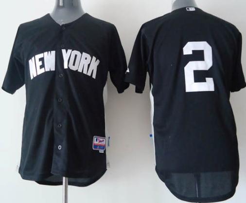 New York Yankees 2 Derek Jeter Black MLB Jersey