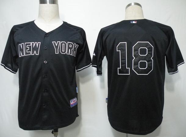 Cheap New York Yankees 18 Pinstripe Black MLB Jersey For Sale