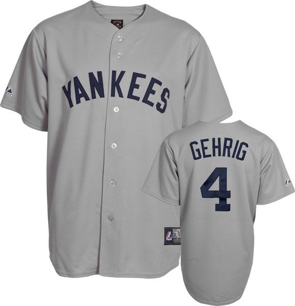 New York Yankees 4 Lou Gehrig Grey Jersey