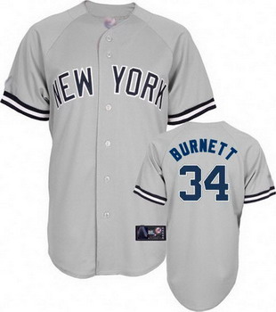 Cheap New York Yankees 34 BURNETT grey Jersey For Sale