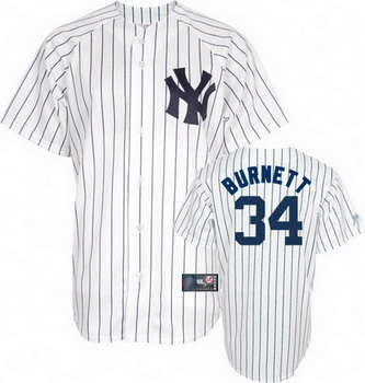 Cheap New York Yankees 2010 white Pinstripe 34 A.J. Burnett Jersey For Sale