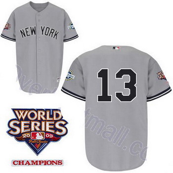 New York Yankees 13 Alex Rodriguez Grey jerseys