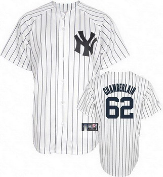 New York Yankees 62 Joba Chamberlain White Pinstriped Jersey