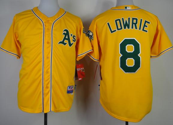 Cheap Oakland Athletics 8 Jed Lowrie Yellow Baseball MLB Jersey For Sale