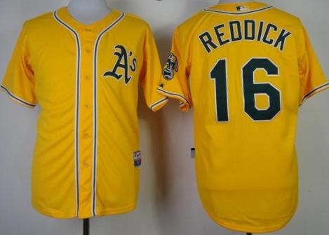 Cheap Oakland Athletics 16 Josh Reddick Yellow Cool Base MLB Jerseys For Sale