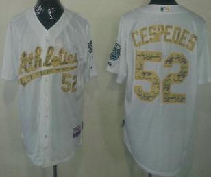 Oakland Athletics 52 Yoenis Cespedes White Cool Base MLB Jersey Camo Number