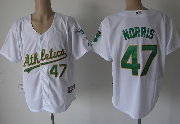 Oakland Athletics 47 Mike Norris White MLB Baseball Jerseys