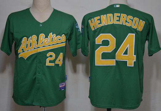 Oakland Athletics 24 Ricky Henderson Green MLB Jerseys