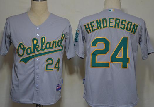 Oakland Athletics 24 Ricky Henderson Grey MLB Jerseys