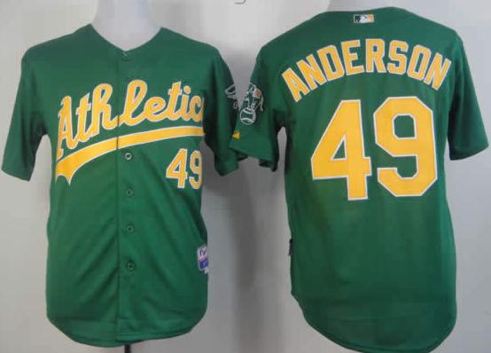Cheap Oakland Athletics 49 Brett Anderson Green Cool Base MLB Jerseys For Sale