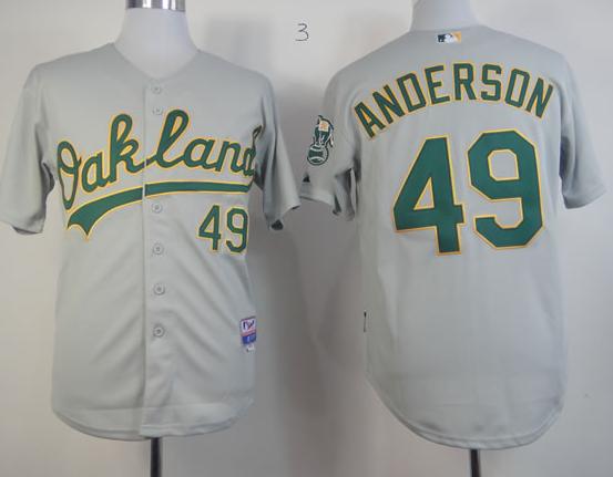 Oakland Athletics 49 Brett Anderson Grey Cool Base MLB Jerseys