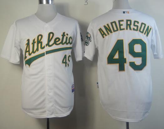 Cheap Oakland Athletics 49 Brett Anderson White Cool Base MLB Jerseys For Sale