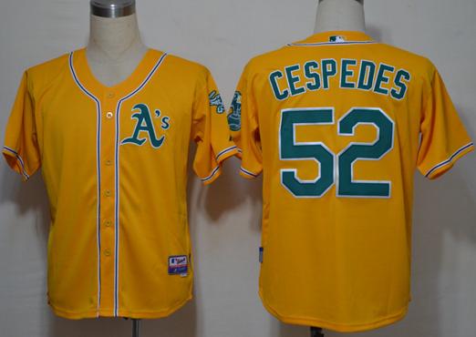 Cheap Oakland Athletics #52 Yoenis Cespedes Yellow MLB Jerseys For Sale