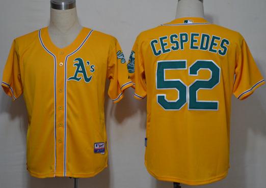 Oakland Athletics #52 Yoenis Cespedes Yellow MLB Jerseys