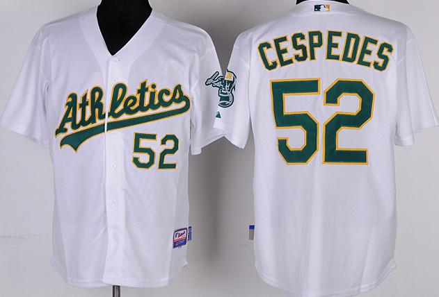Oakland Athletics #52 Yoenis Cespedes White MLB Jerseys