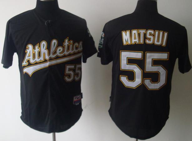 Cheap Oakland Athletics 55 Matsui Black Cool Base MLB Jerseys For Sale