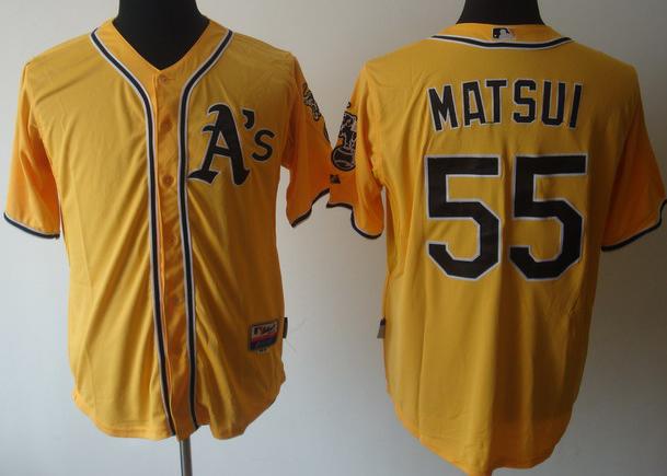 Oakland Athletics 55 Matsui Yellow Cool Base MLB Jersey