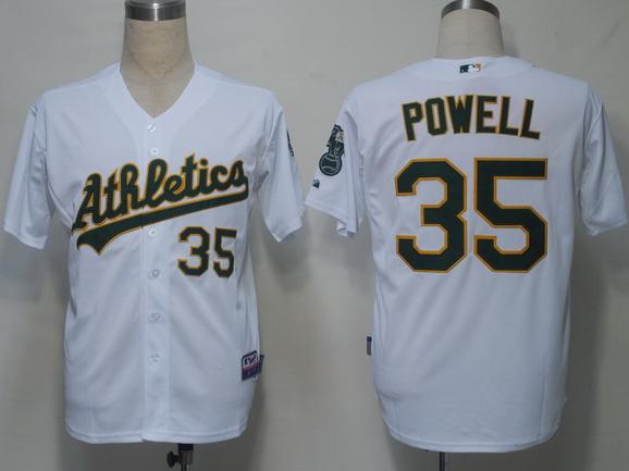 Cheap Oakland Athletics 35 Powell White Cool Base MLB Jerseys For Sale