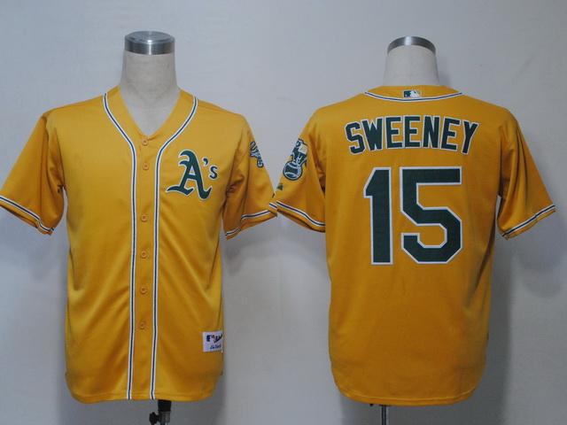 Oakland Athletics 15 Sweeney Yellow MLB Jerseys