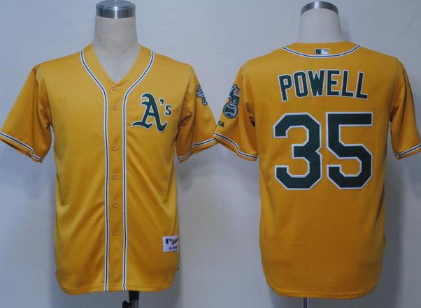 Oakland Athletics 35 Powell Yellow MLB Jerseys