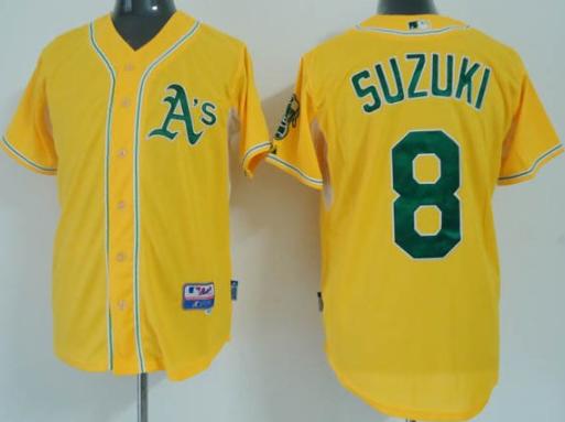 Oakland Athletics 8 Kurt Suzuki Yellow Cool Base Jersey