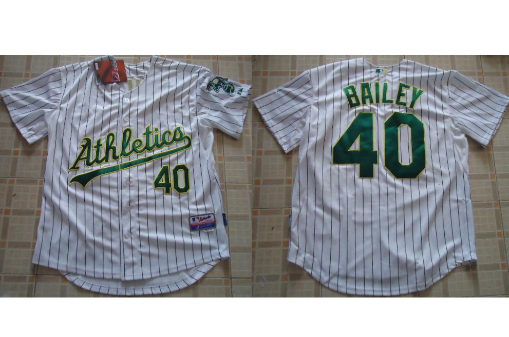 Oakland Athletics 40 Bailey White Pinstripe Jersey