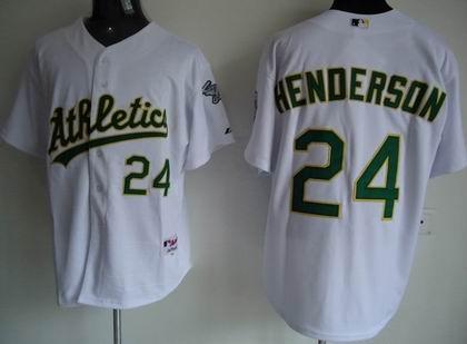 Oakland Athletics 24 Ricky Henderson White jersey