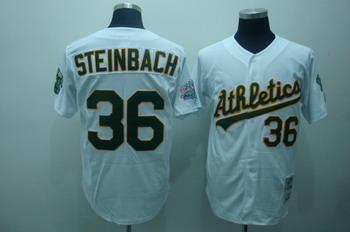 Cheap Oakland Athletics 36 Steinbach White Jerseys Throwback For Sale
