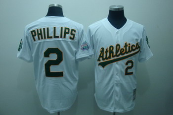 Cheap Oakland Athletics 2 Phillips White Jerseys Throwback For Sale