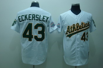 Cheap Oakland Athletics 43 Dennis Eckersley White Jerseys Throwback For Sale