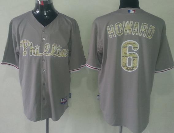 Cheap Philadelphia Phillies 6 Ryan Howard Grey Cool Base MLB Jersey Camo Number For Sale