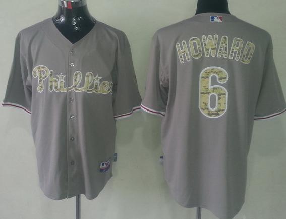 Philadelphia Phillies 6 Ryan Howard Grey Cool Base MLB Jersey Camo Number Philadelphia Phillies 6 Ryan Howard Grey Cool Base MLB Jersey Camo Number