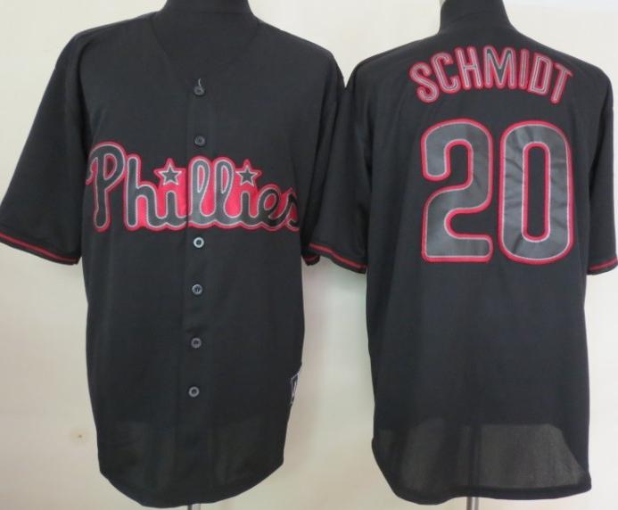 Philadelphia Phillies 20 Mike Schmidt Black Fashion MLB Jerseys