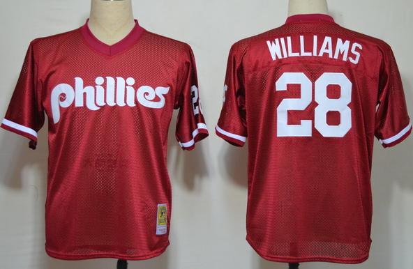 Philadelphia Phillies 28 Mitch Williams Red M&N 1991 MLB Jerseys