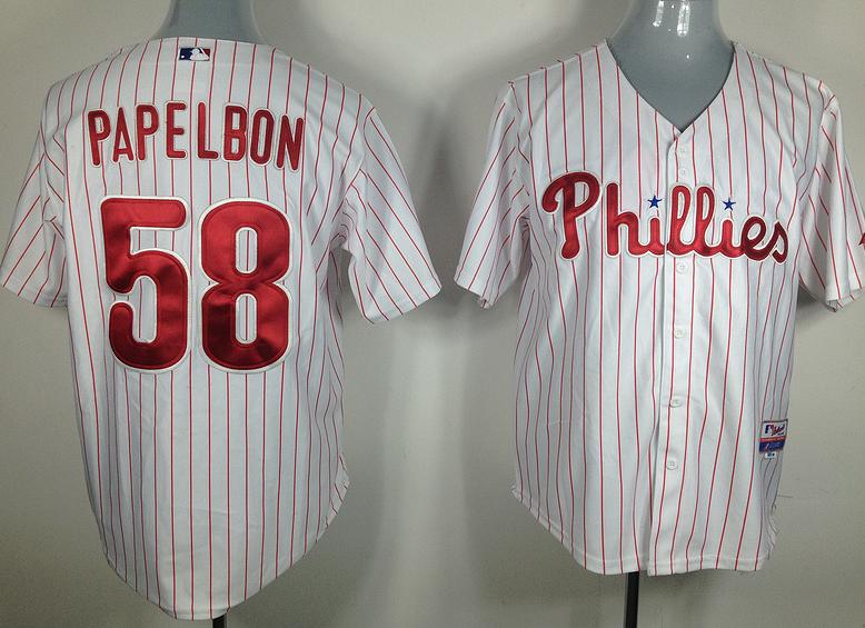 Philadelphia Phillies 58 Jonathan Papelbon White MLB Jerseys