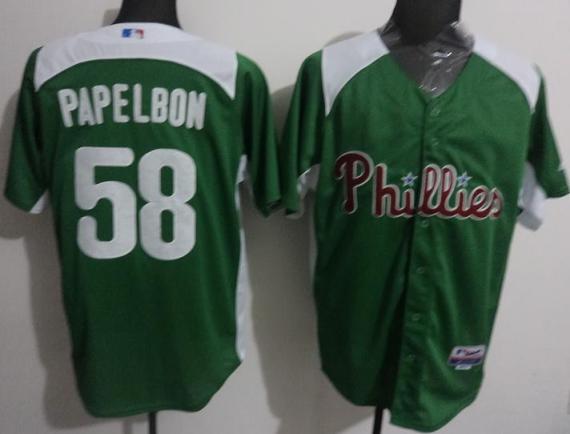 Cheap Philadelphia Phillies 58 Jonathan Papelbon Green MLB Jerseys For Sale
