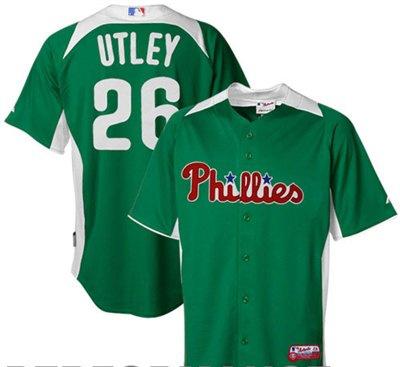 Philadelphia Phillies 26 Chase Utley Green MLB Jerseys