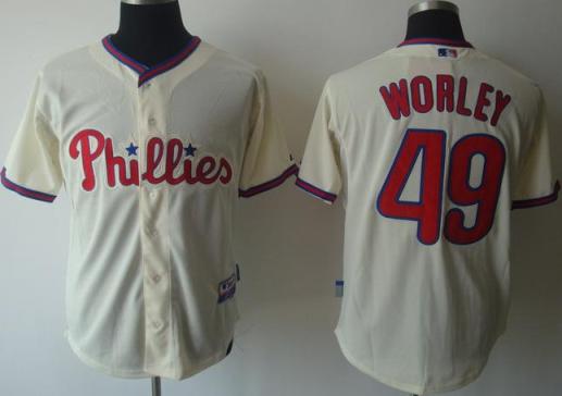 Cheap Philadelphia Phillies 49 Vance Worley Cream Cool Base MLB Jerseys For Sale