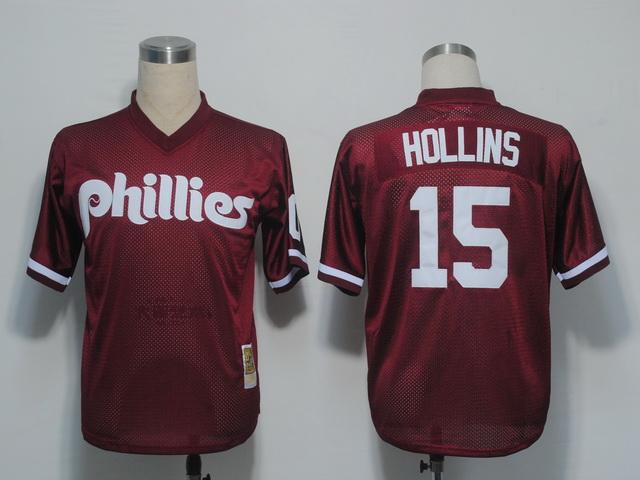 Cheap Philadephia Phillies 15 Hollins Red M&N 1991 MLB Jerseys For Sale