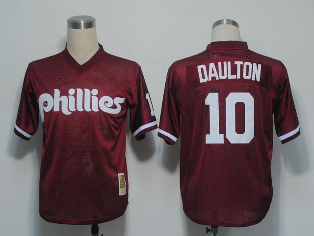 Cheap Philadephia Phillies 10 Daulton Red M&N 1991 MLB Jerseys For Sale