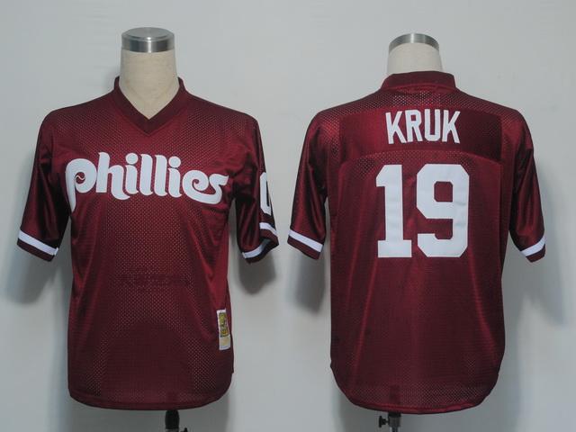 Cheap Philadephia Phillies 19 Kruk Red M&N 1991 MLB Jerseys For Sale