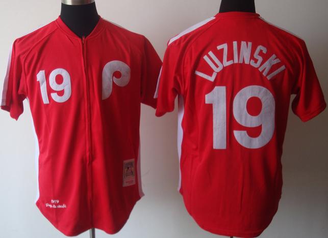 Philadelphia Phillies 19 Greg Luzinski Red M&N MLB Jerseys