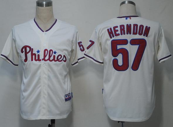 Philadephia Phillies 57 Herndon Cream Cool Base MLB Jerseys