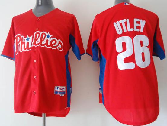 Cheap Philadelphia Phillies 26 Utley Red 2011 Base BP Jersey For Sale